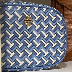 Tory Burch Women's Tilet TZag Chevron Allover Cosmetic Pouch Bag T Logo